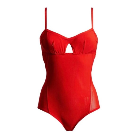 We Are HAH x Revolve NWT Under The Wire Mesh Bodysuit in Blood Orange - Picture 10 of 12